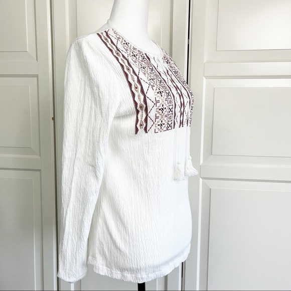 NWOT LC Waikiki | Boho Style Long Sleeve Tie Collar  Blouse Size Large - Picture 2 of 9